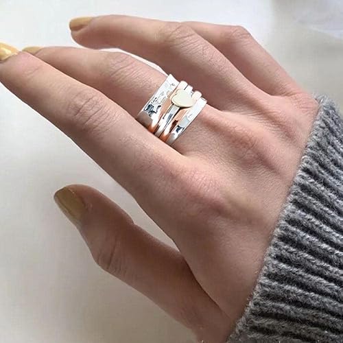 Miniatura 5 de Anillos de corazón clásicos de moda, anillo giratorio para aliviar la ansiedad, anillos giratorios con diseño de corazón, anillos de amor, anillos