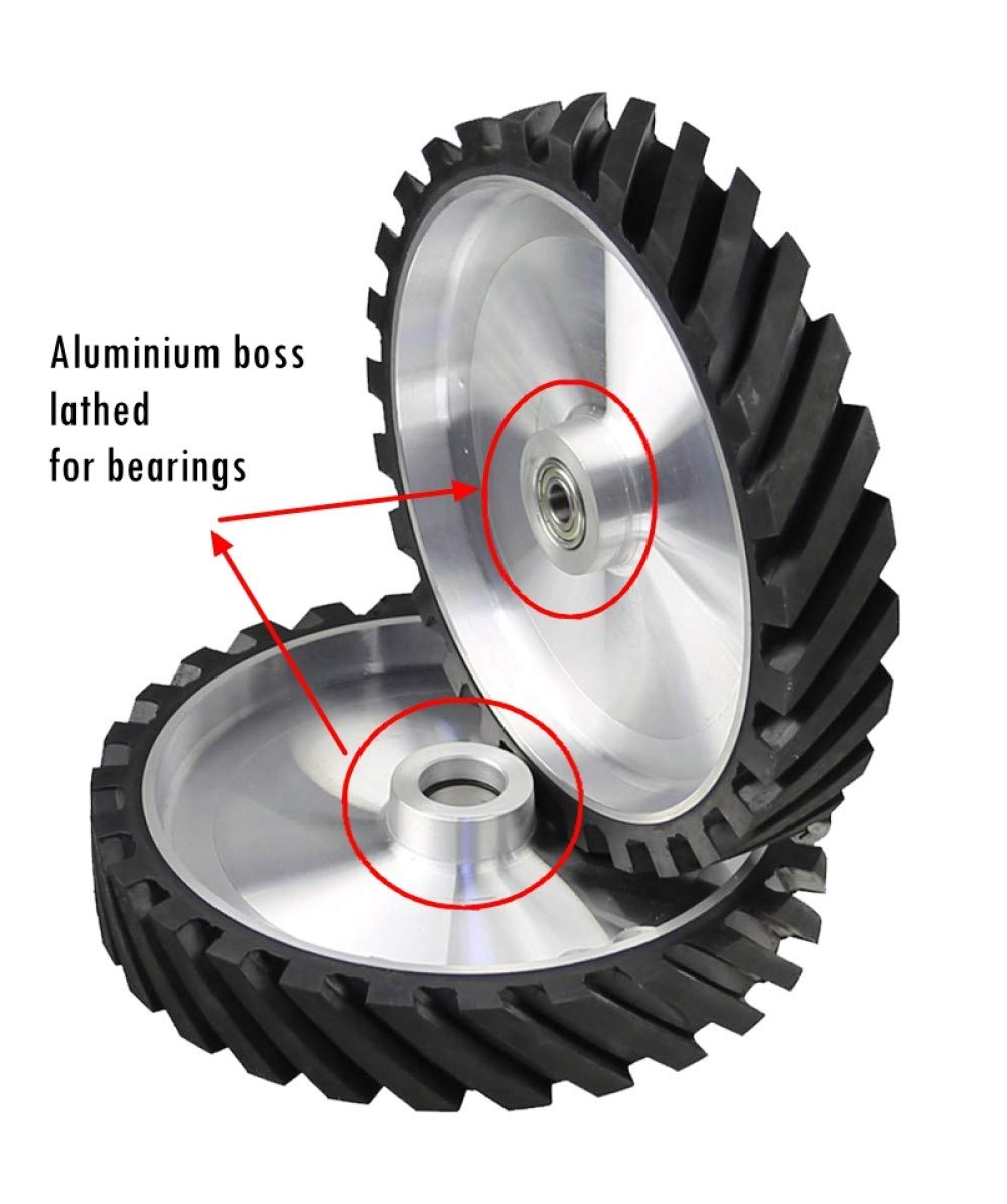 300 * 50mm Rillengummikontaktscheibe Dynamisch ausbalancierter Bandschleifer Schleifriemensatz für Metallschleifen, B 15mm installiert