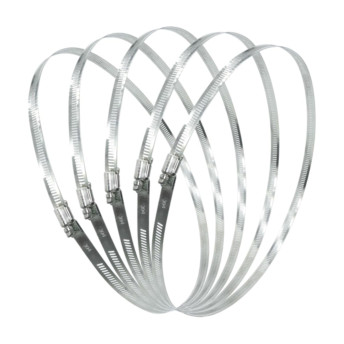 5 fascette stringitubo grandi da 650 mm (da 25-9/16" a 25-9/16"), fascette stringitubo regolabili perforate a vite senza fine, in acciaio inox resistente, per idraulica, tubo da giardino