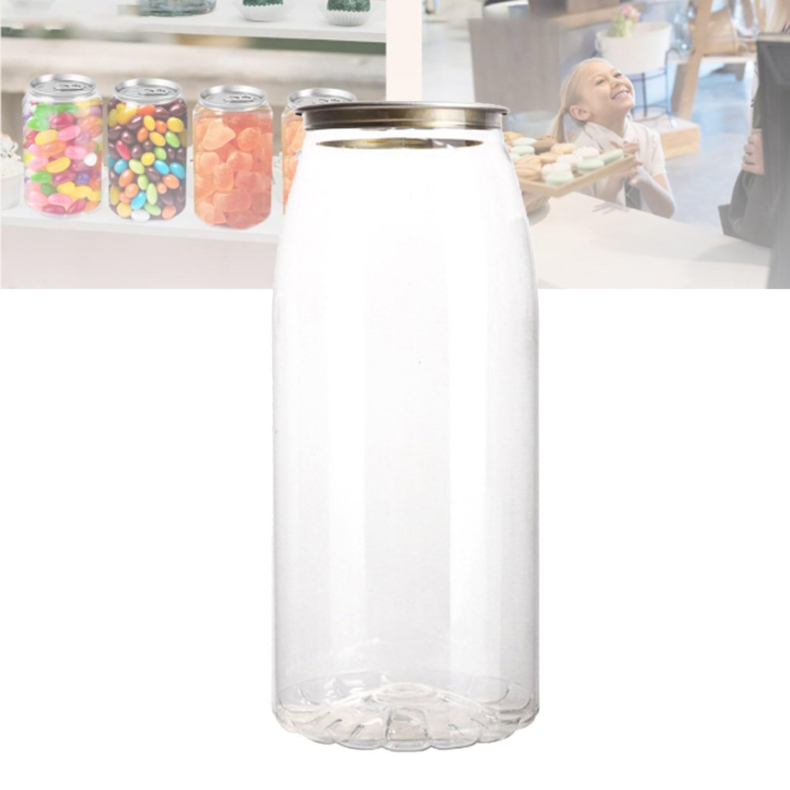Paquete de 200 Vasos Desechables de plástico para sellar latas con Tapas de Aluminio: Botellas de Pet a Prueba de Fugas para Jugo con Tapas compatibles con máquinas selladoras de latas 500ml