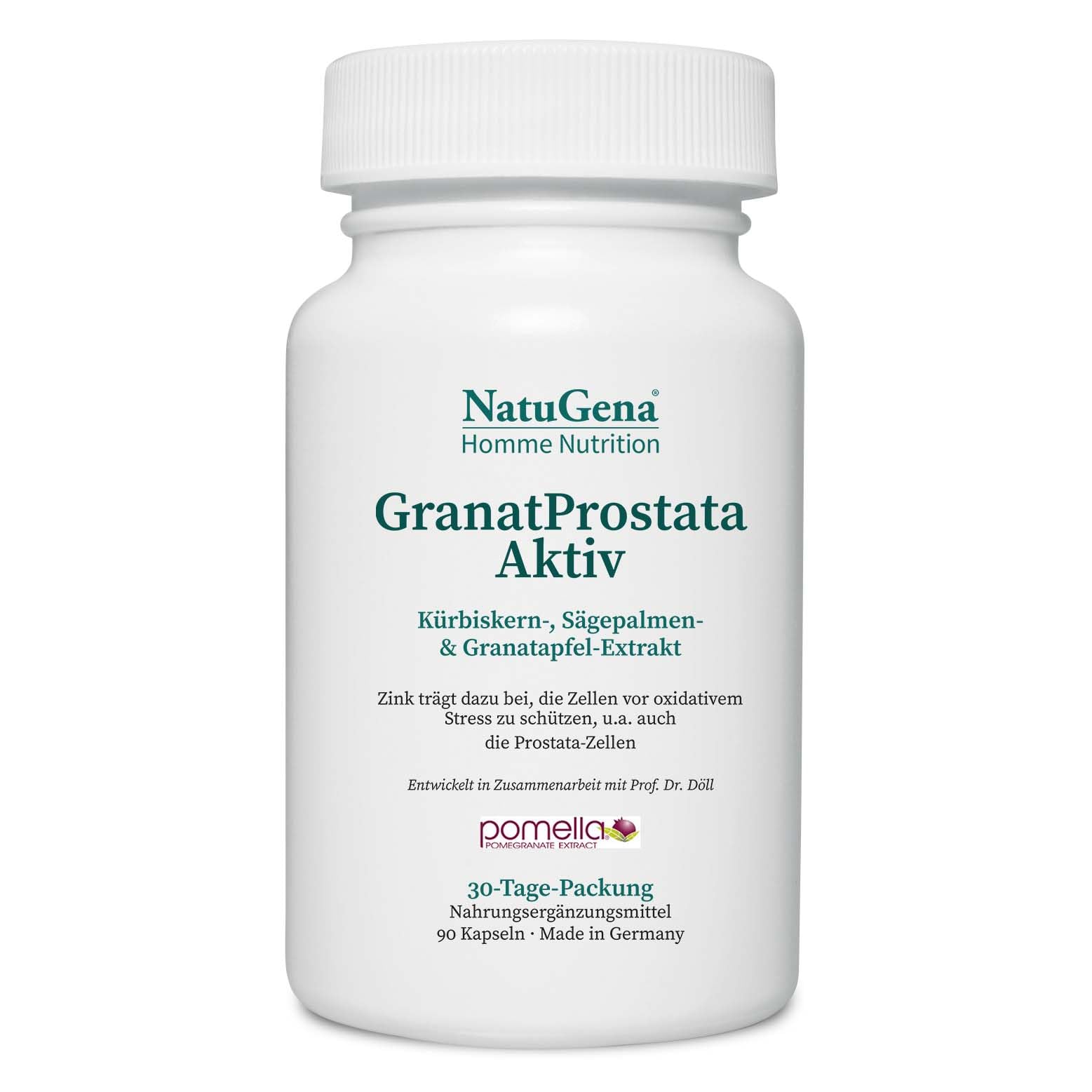 NatuGena Granat Prostata Aktiv, Kürbiskernextrakt, Granatapfelextrakt mit Beta-Sitosterol & Phytosterol, Vitamin B6, Zink, 90 Kapseln (30 Tage Packung)
