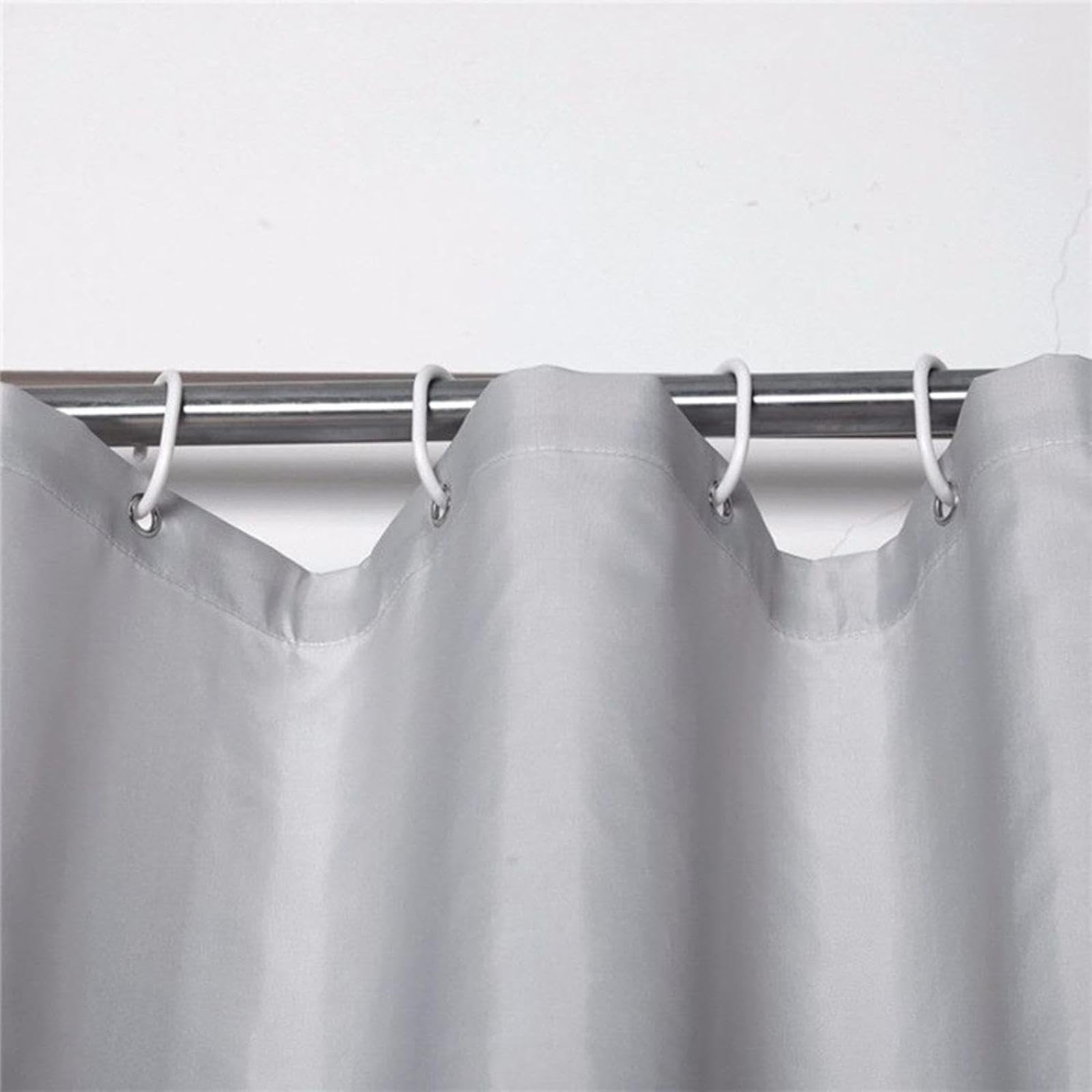 Rideau de douche extra long lavable en polyester résistant à la moisissure et imperméable pour salle de bain et pièces humides Gris clair 200 x 180 cm