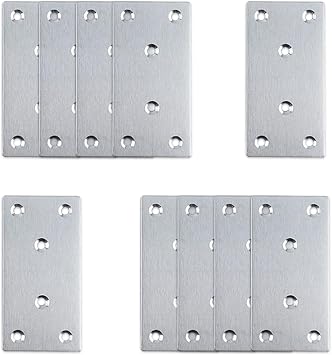 10PCS Flat Mending Plates, 304 Stainless Steel, Silver, 80x40x2mm