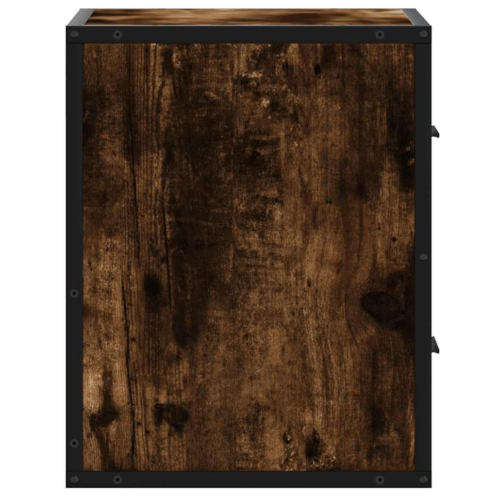 Wandmontierter Nachttisch aus Holzwerkstoff mit Metallgestell, Stauraum für Bücher und Accessoires, platzsparende Wandregal Lösung für Ordnung im Schlafzimmer