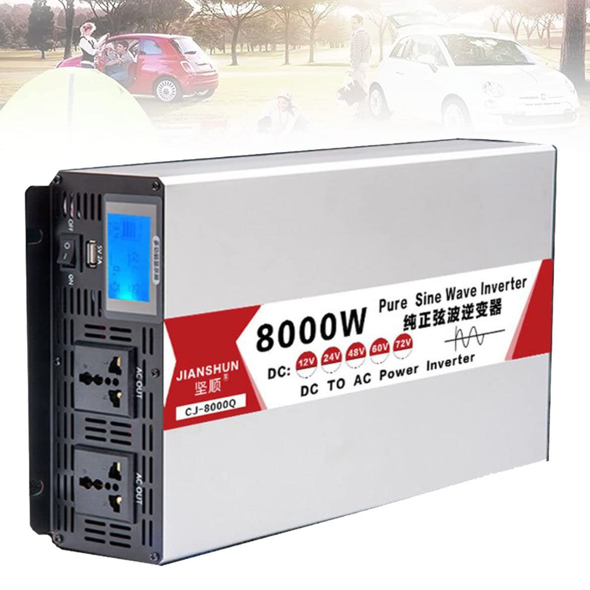Przetwornica napięcia 4000W 5000W 6000W 8000W Przetwornica czystej fali sinusoidalnej Dc 12v 24v 48v 60v do Ac 220v 230V Przetwornica mocy do samochodu domowego,8000W-12V