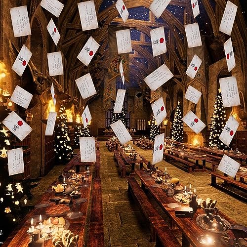 Confezione da 2 collane con striscione horror natalizio Harry Potter, decorazioni per feste di accettazione dei maghi galleggianti, striscioni per decorazioni di Halloween, maghi magici, decorazioni