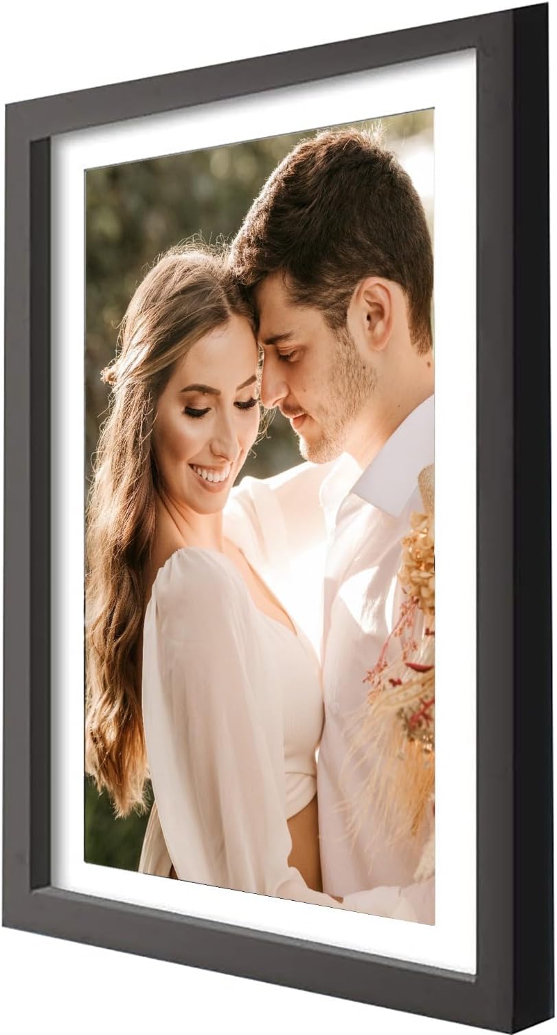 EXO DECOR Synthetic Wall Photo Frame (10 inches x 12 inches, Matted to 8 inches x 10 inches, Black)