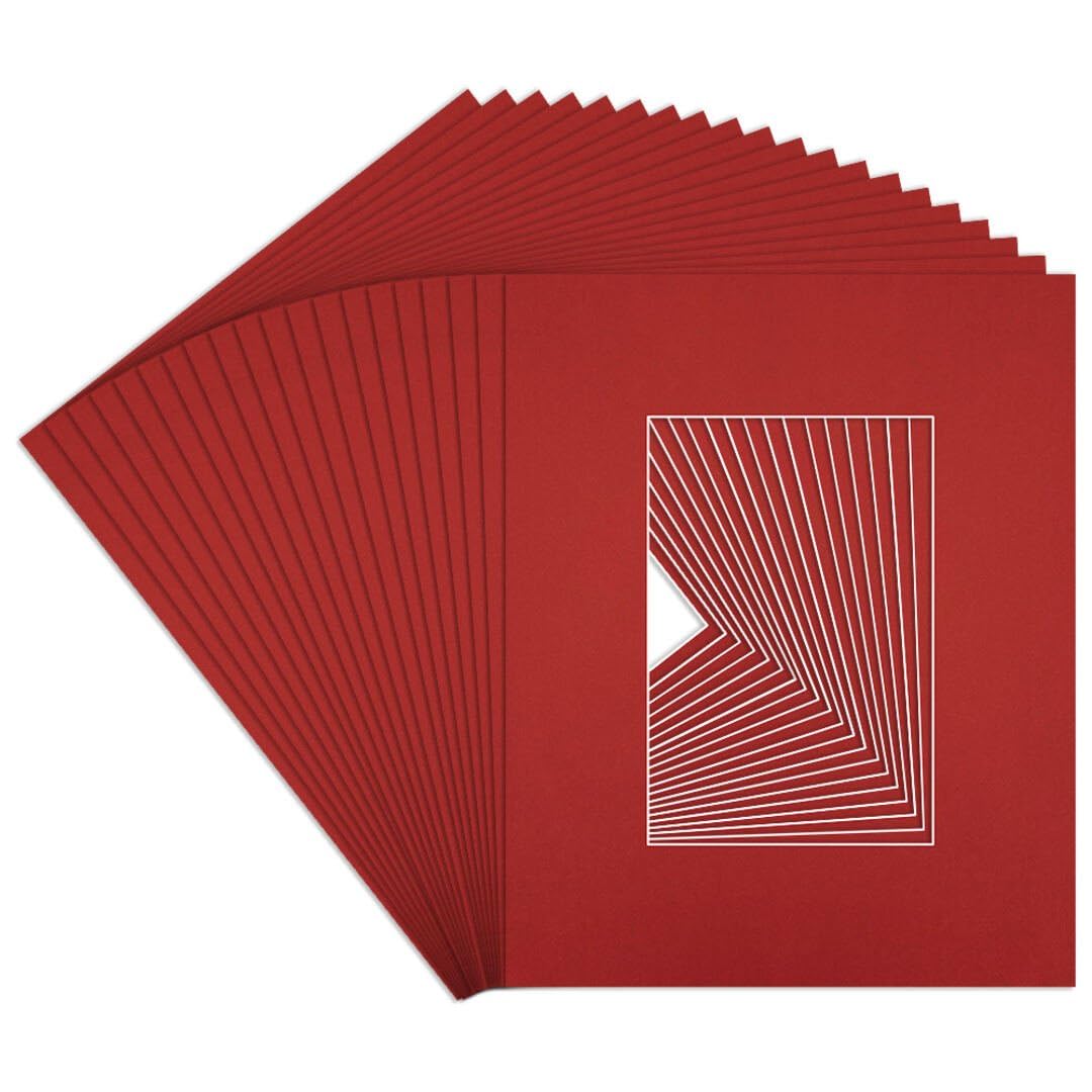 Procut Global 10x8" Crimson Picture Mounts to Fit 6x4" Aperture - Precision Cut Cardboard Photo Mount - Ideal for Frames, Prints, Artwork & Certificates - Sizes & Colours Available - 20 Pack