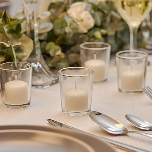 Miniatura 16 de Simply Soson Velas votivas a granel, 24 velas votivas blancas, 10 horas de tiempo de combustión, vela pequeña, vela sin perfume, votivas para bodas