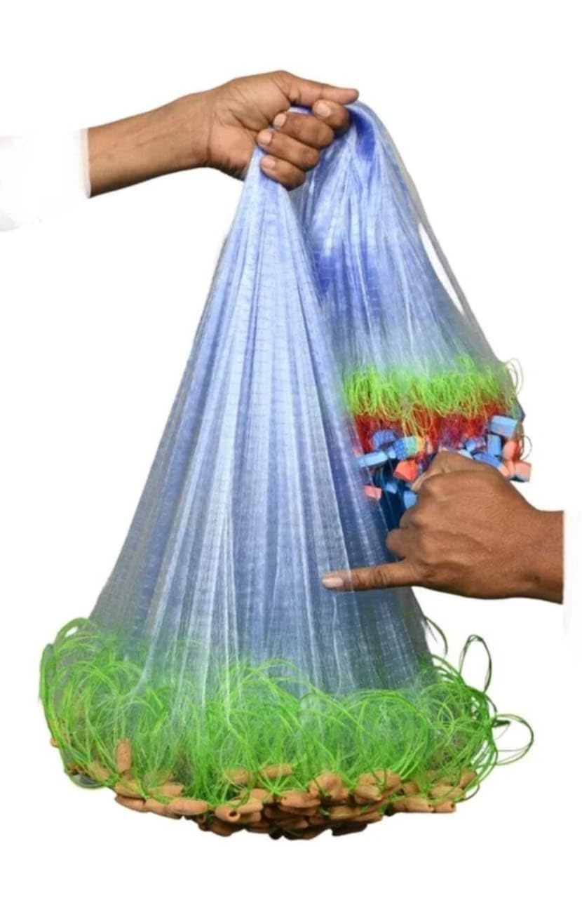 AhmedFishNet Half Finger 18MM GILNET MUD Sinker,HIGHT3FT,UP LENTH50FT(Green) Fishing Net (Multicolor)-image-4