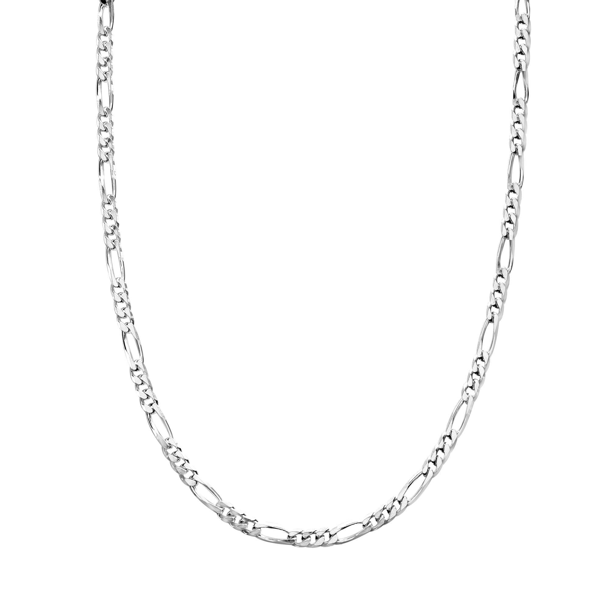 LeCalla925 Sterling Silver Italian 3.5 MM, 7 MM Solid Diamond-Cut Figaro Link Chain Necklace for Women Men with Lobster Clasp, Made in Italy (16, 18, 20, 22, 24, 26 Inches)