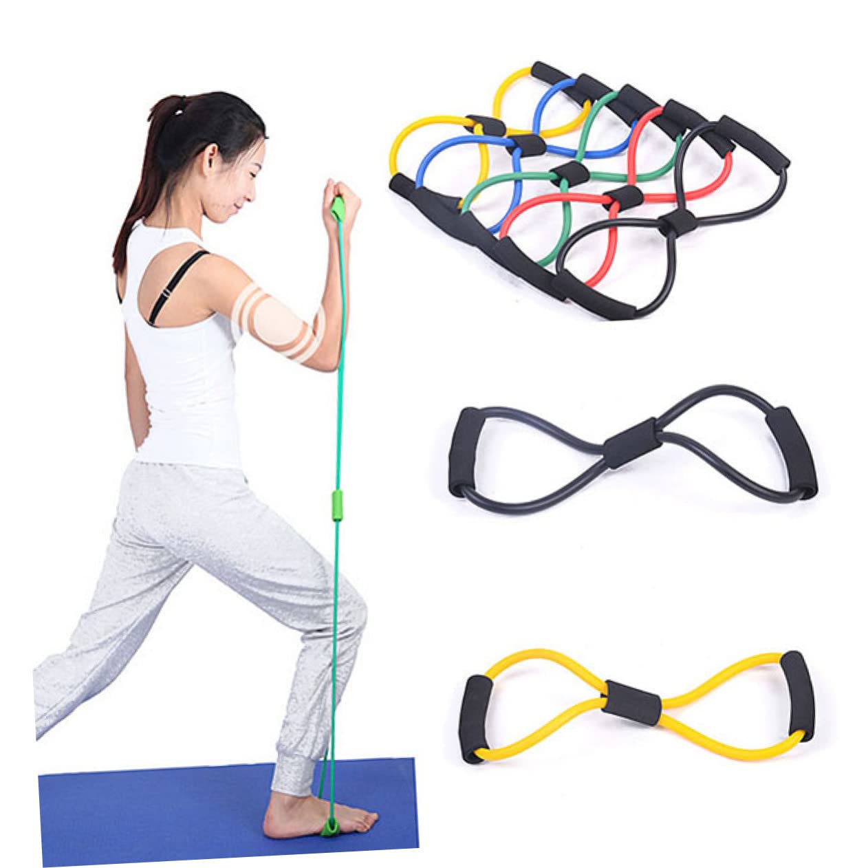 2 Piezas Resorte Expansor De Pecho Bandas Elasticas Fitness De Resistencia Dilatador De Pecho Tubos De Entrenamiento Figura 8 CNA Aptitud Física Tirar De La Cuerda Deportes
