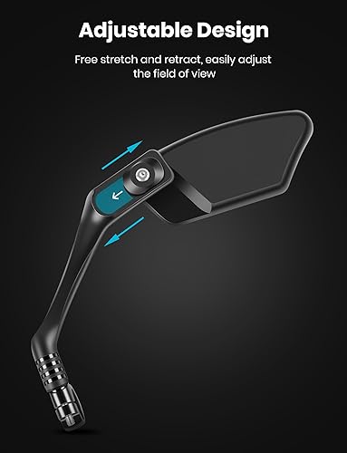 Miniatura 5 de MAGICYCLE Espejos retráctiles para bicicleta de 360 grados, 1 par de espejos retrovisores para manillar, espejos de bicicleta eléctrica, ajustables,