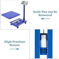Vista 8 de TUFFIOM Báscula Electrónica de Plataforma de 661 libras, Básculas Digitales de Piso Plegables de Servicio Pesado, Acero Inoxidable con Pantalla LCD