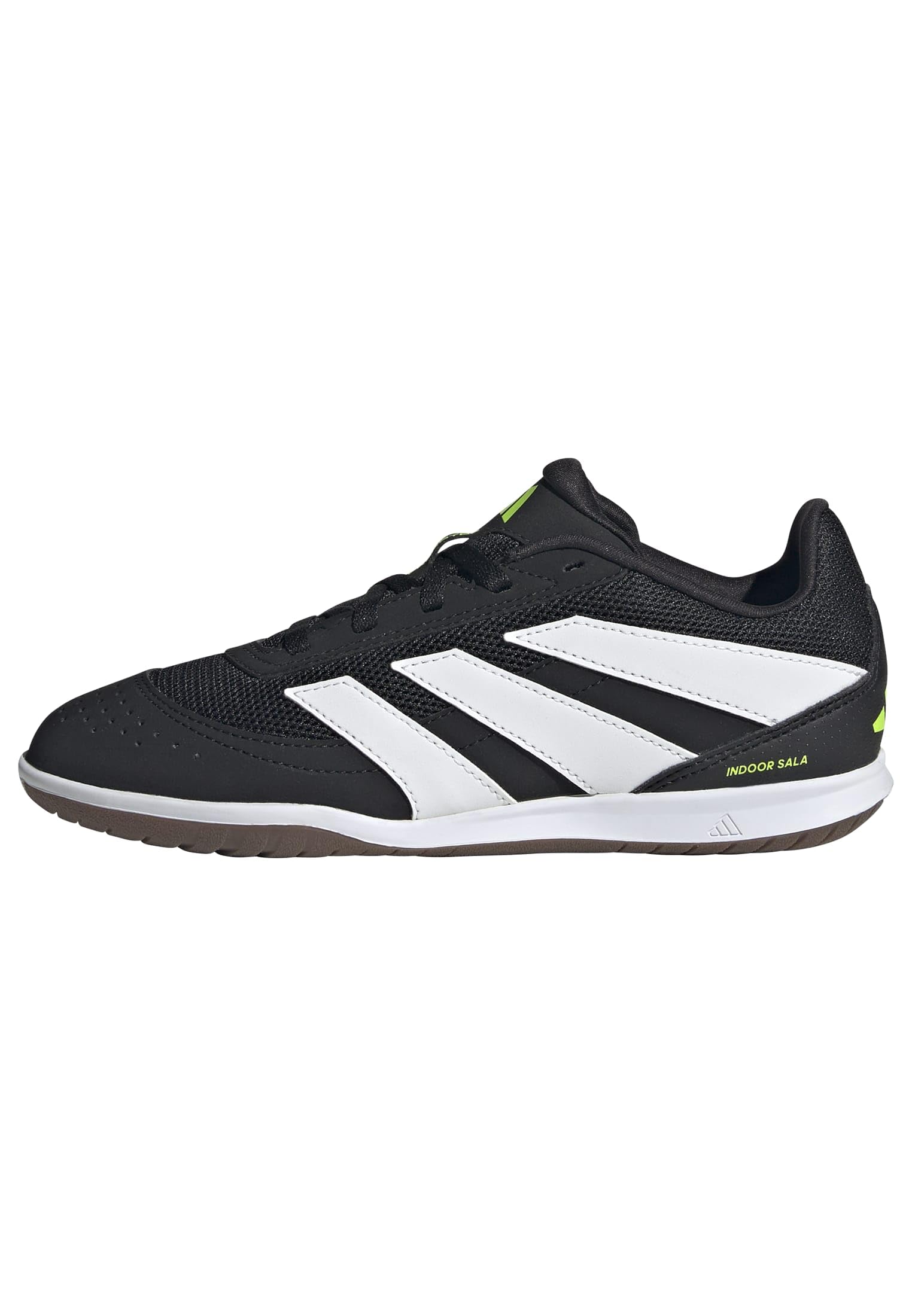 adidas Club Predator Indoor Sneaker, Black/White/Lucid Lemon, 5.5 US Unisex Big Kid