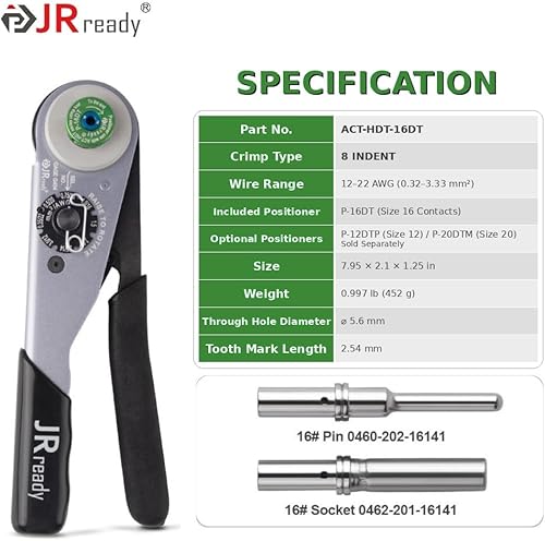 Miniatura 4 de JRready DW5012 Kit de conectores Deutsch - Conectores DT de 2, 3, 4, 6, 8 y 12 pines, contactos sólidos 16-20 AWG, herramienta de crimpado Deutsch,