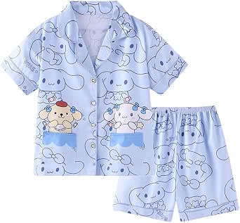 Ensemble Costume 3 Pièces Kuromi Pour Filles - T-shirt Manches Courtes, Mini Jupe Plissée + Sac Bandoulière - Été Cartoon