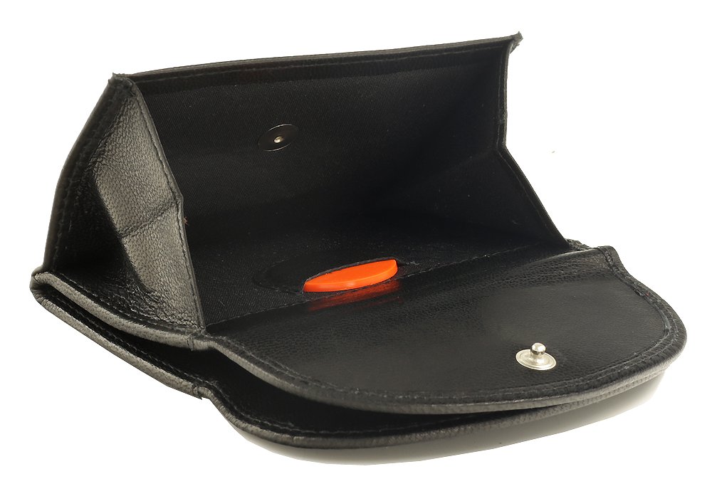 Fa.Volmer ® Mini portfel RFID z prawdziwej skóry - mały portfel w kolorze czarnym ze srebrną tkaniną Hightech #Mini-Comfort, czarny, mini, Nowoczesny