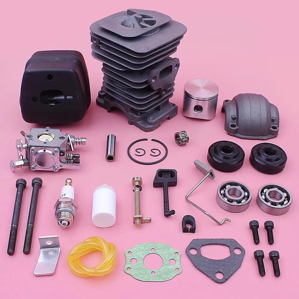 Kit di riparazione marmitta carburatore pistone cilindro da 40 mm, for motosega Husqvarna 136 137 141 142 530069941 530071987 530069415 Kit cilindro motosega