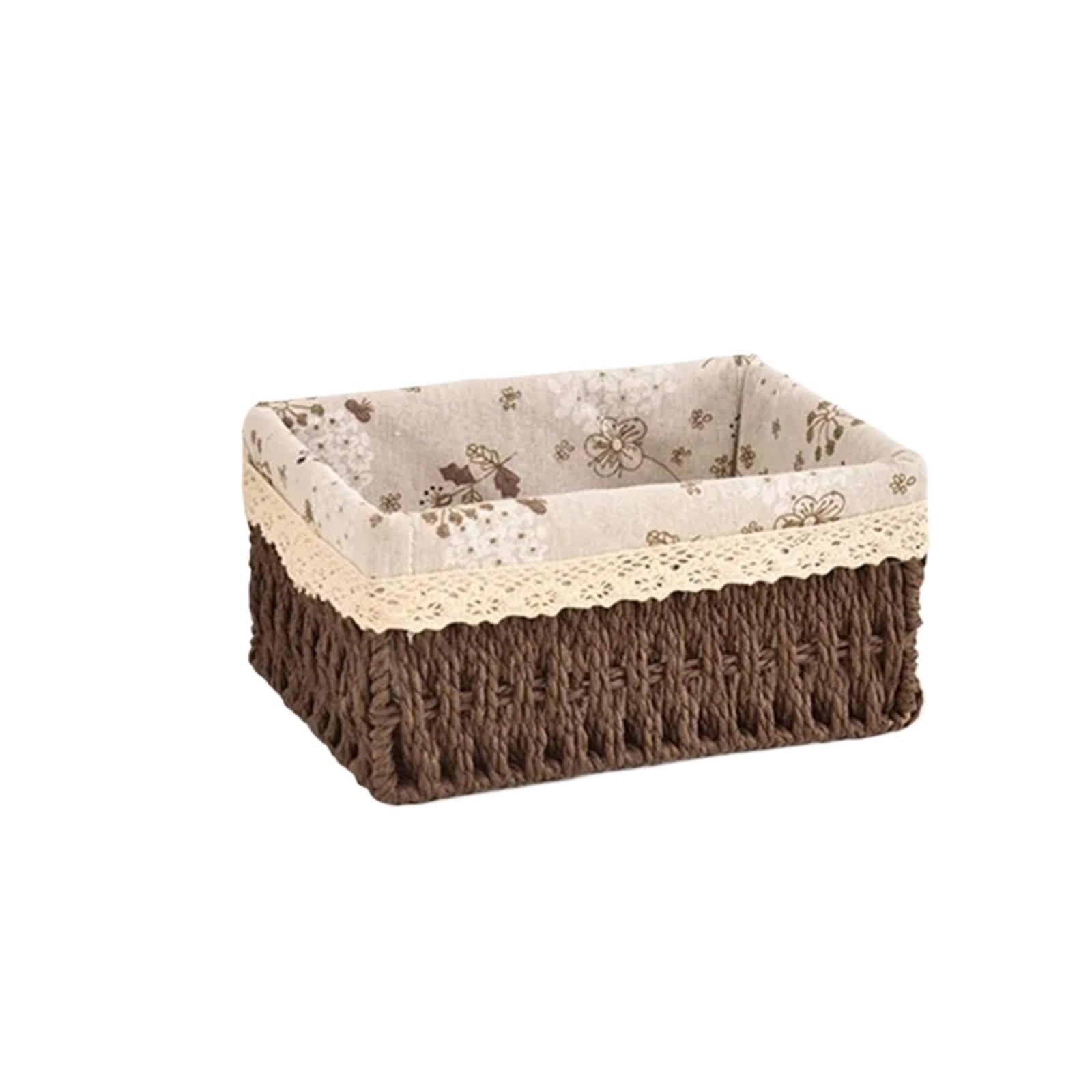 Woven Storage Baskets Organizers Kitchen Sundries Cosmetics Snack Box Desktop Container For Storage(Coffee,M)