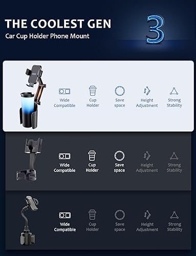 Miniatura 2 de Soporte para portavasos de automóvil apto para botellas Expansor de soporte de vasos para teléfonos celulares con brazo ajustable de altura para