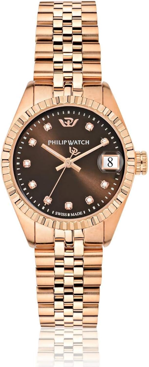 Orologio da polso da donna Caribe analogico al quarzo, in acciaio inox R8253597520, oro rosa, 31 mm, Bracciale Orologio da polso da donna Caribe analogico al quarzo, in acciaio inox R8253597520, oro rosa, 31 mm, Bracciale