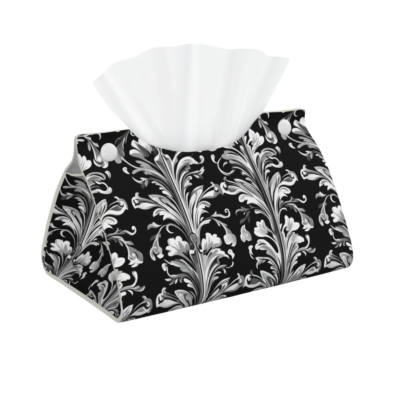 OthicFloral Pattern Tissue Box Cover Rectangle Pu Leather Tissue Box Holder for Car Bathroom Bedroom Desk Tabletop Decor