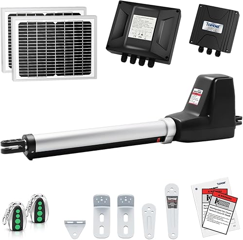 TOPENS AT6131S - Abridor solar de puerta oscilante simple Motor de puerta automática de servicio medio para puertas batientes individuales de hasta