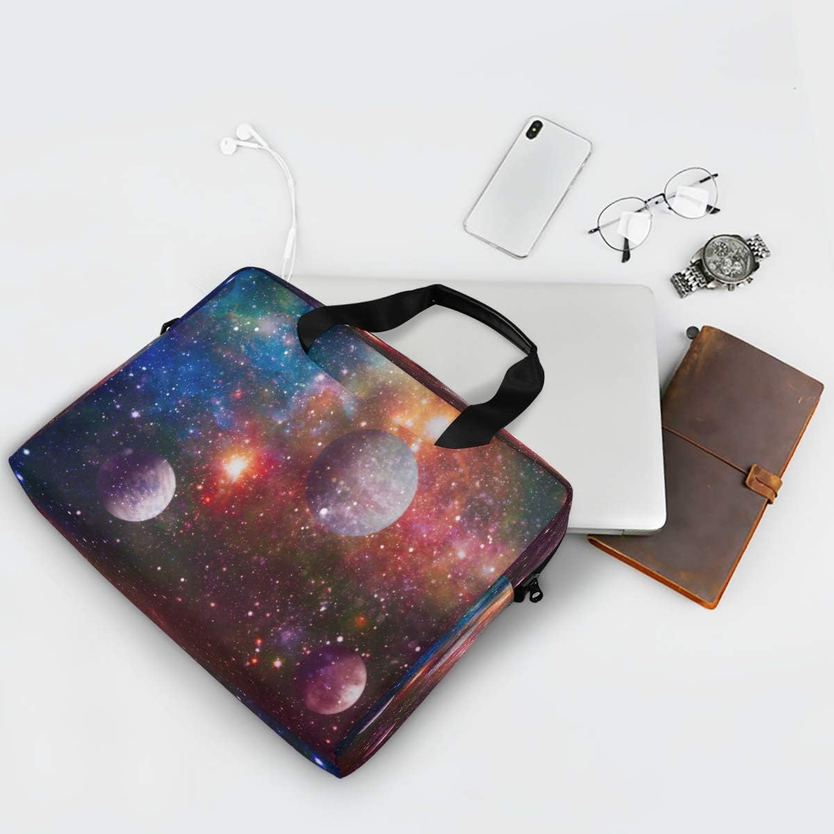 Laptop Bag Galaxy Space Nebula Laptop Sleeves Case for 13 14 15.6 Inch Computer Tablet Briefcases Carrying Case Shoulder Bag for Work