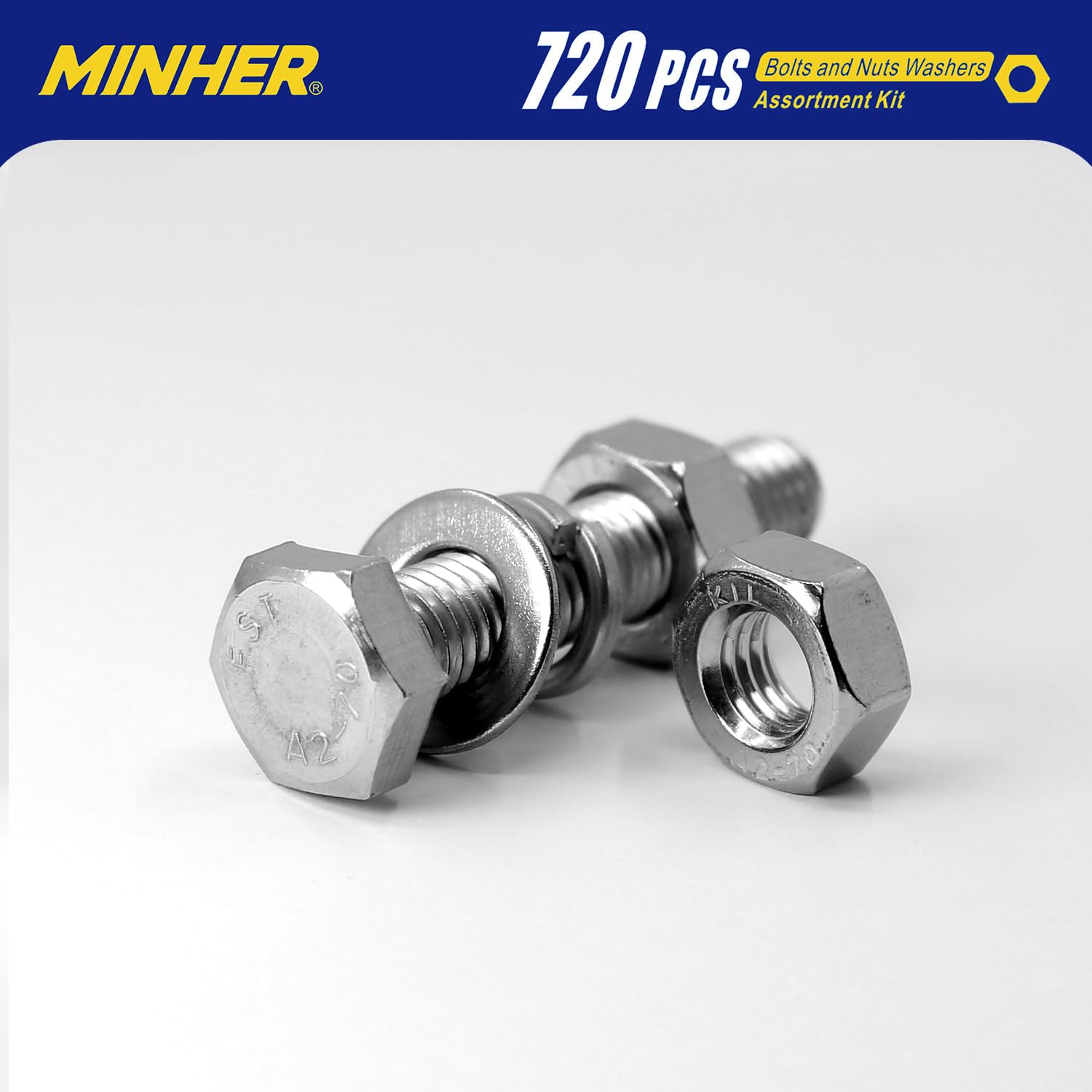M4 M5 M6 720 PCS Boulons et écrous de Sortilège Rondelles Ensemble 304 Acier Inoxydable de Coin Extérieur Vis Hexagonale