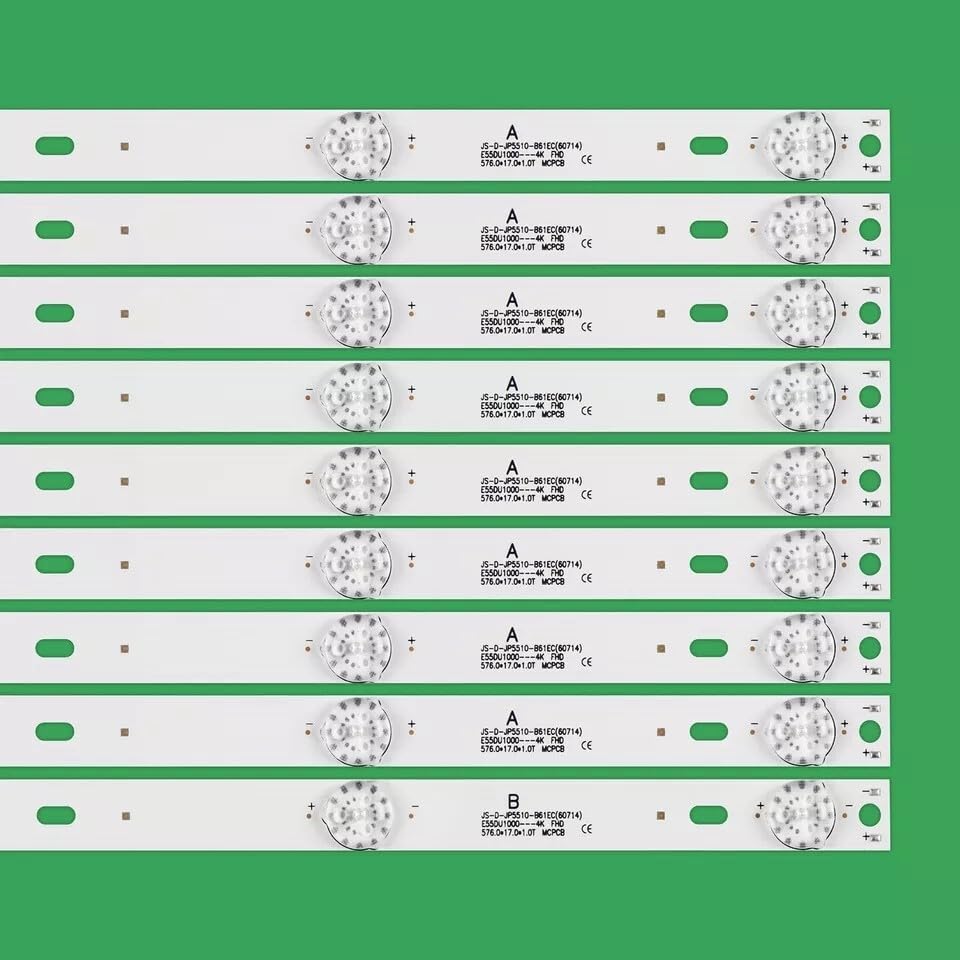 Generico Kit 9 barre LED RETROILLUMINAZIONE compatibili con TV AKAI 55" AKAI MS-L1239-L MS-L1239-R JS-D-JP5510-A61EC CTV5584-UHD-SMART-CURVED - ricambio premium con biadesivo