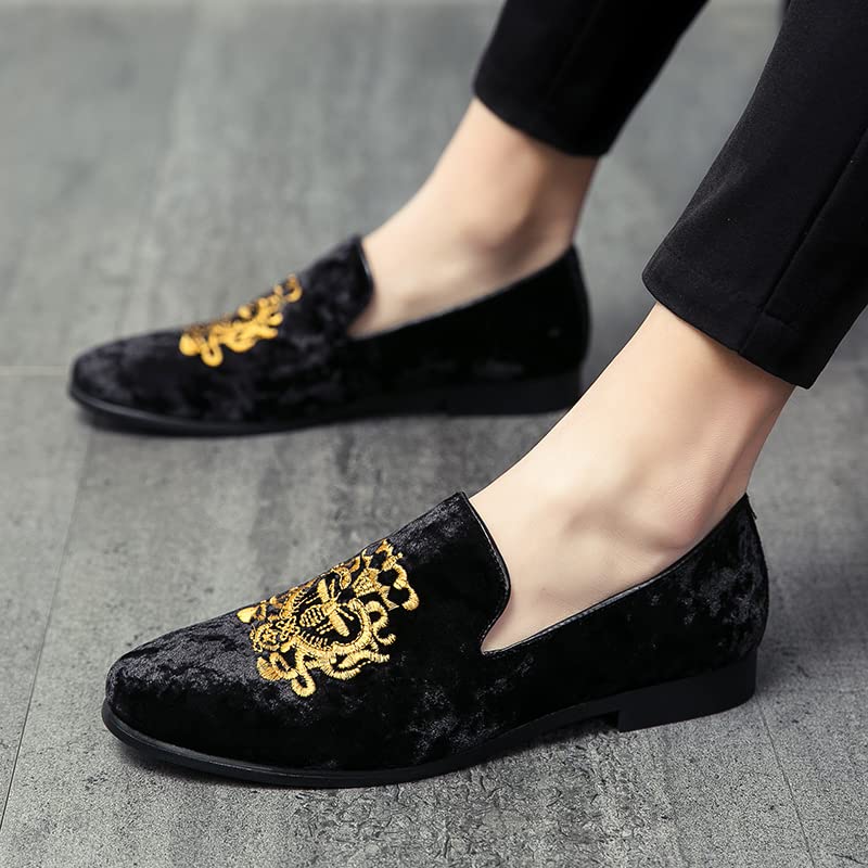 Men's Luxury Velvet Penny Loafers Shoes Embroidery Suede Dress Loafers Daily Boats Shoes for Party Wedding Prom Size 38-473