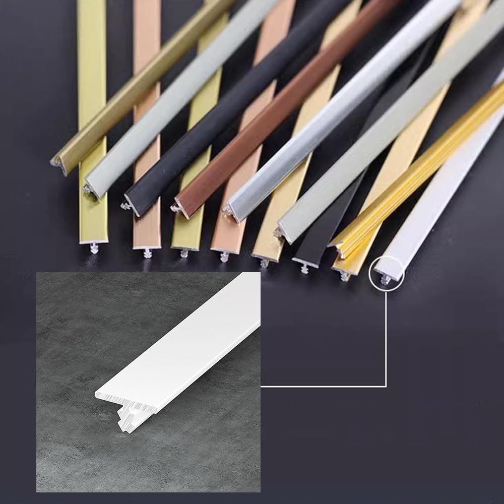 Bande de transition de sol en aluminium en forme de T, bande de séparation plate de 39,4 pouces for joindre les espaces de sol, planches de sol stratifié 3 pièces(Gold)