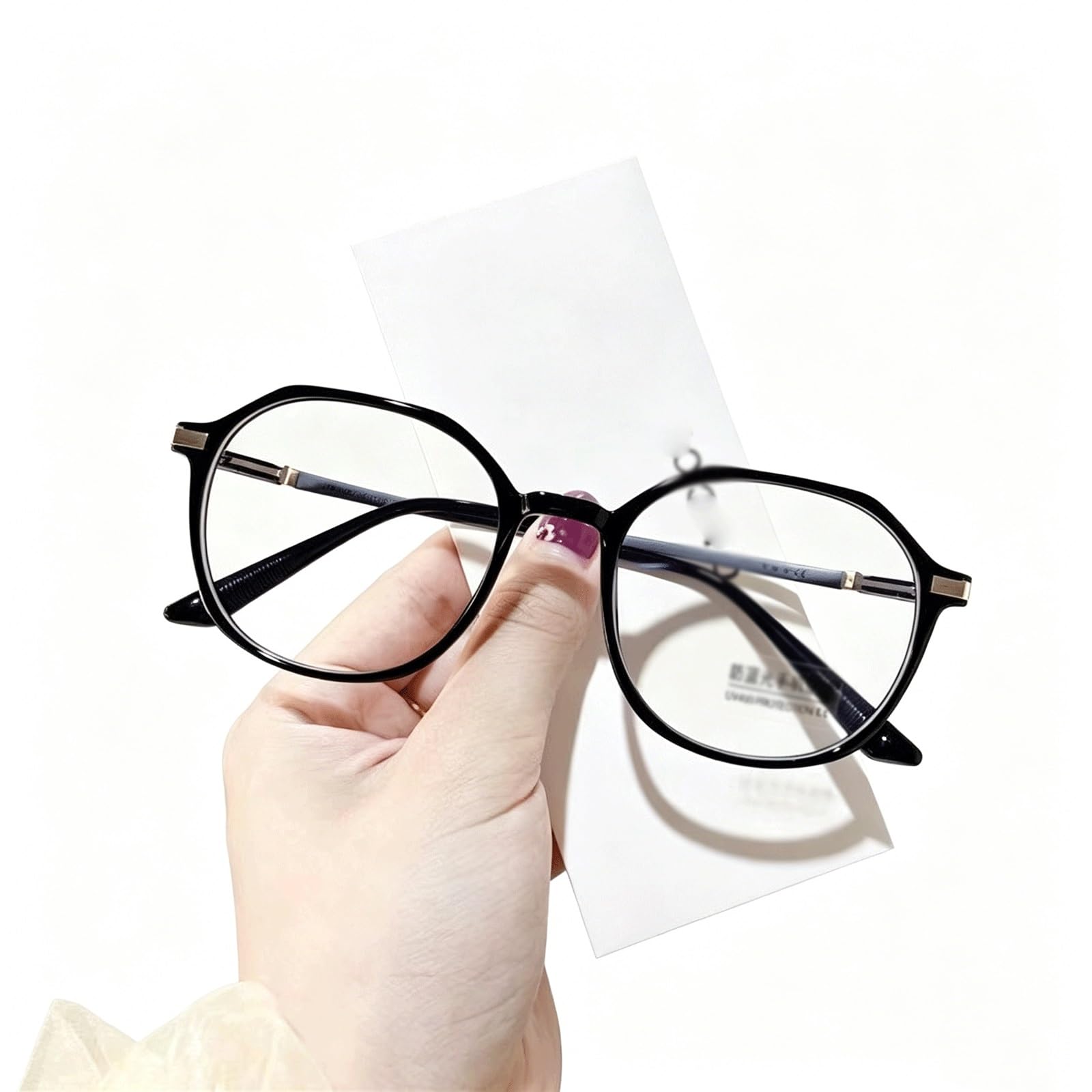 KLJUddGY Polygonal Eyewear Frames Anti-Blue Light Glasses Non Prescription Eyeglasses Full Rim Spectacles for Computer Reading Glasses(Nero)