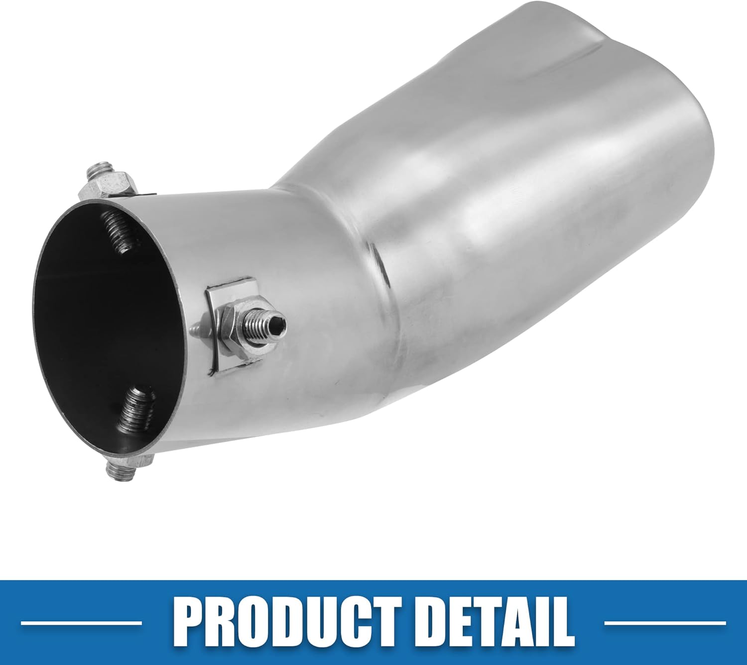 Car Exhaust Tip Pipe Heart Shaped 2.44" Inlet 2.72"x2.36" Outlet Exhaust Tail Pipe for Pipes Diameter 0.98" to 2.17" Stainless Steel Silver Tone