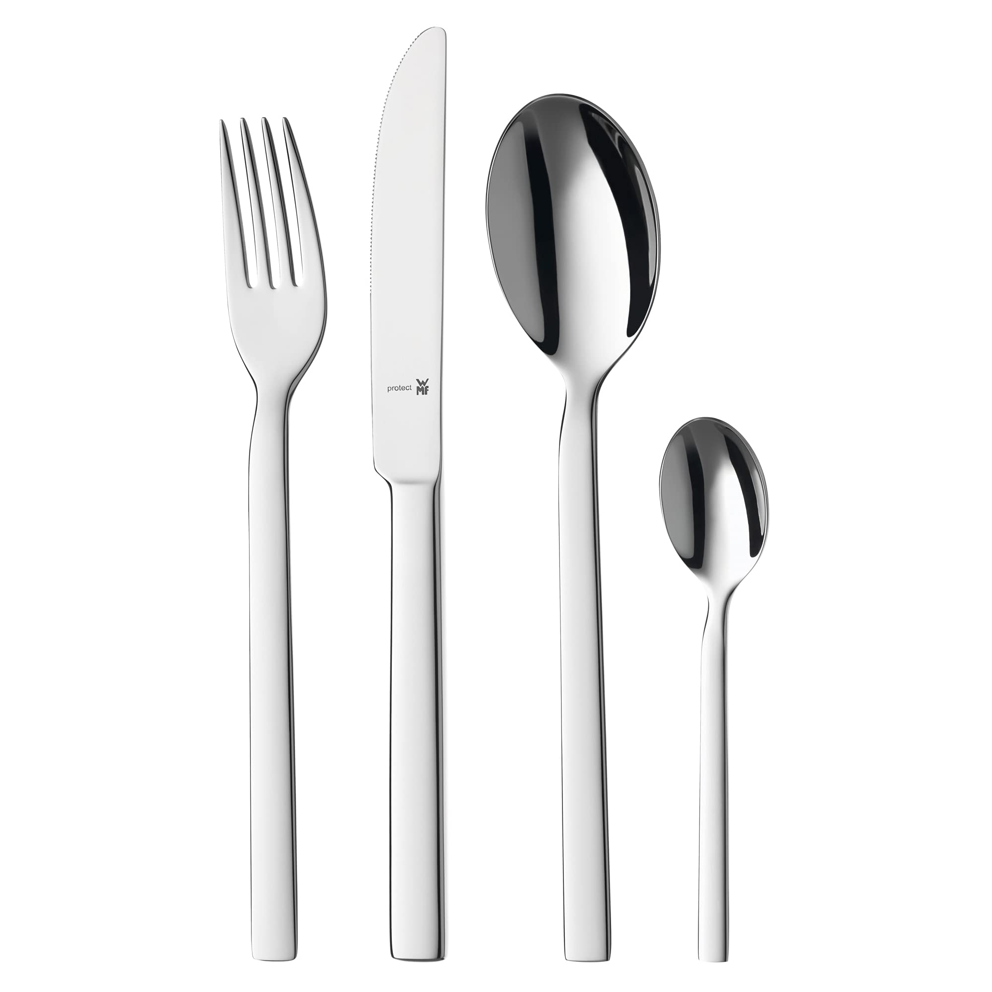 WMF Lyric Edelstahl Besteck Set 6 Personen, Essbesteck Set 24 teilig Monobloc-Messer, Cromargan protect poliert, kratzbeständig, spülmaschinenfest