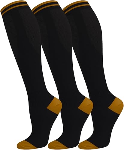 FuelMeFoot Paquete de 3 calcetines de compresión de cobre Calcetines de compresión para mujeres y hombres Lo mejor para médicos, correr, atletismo