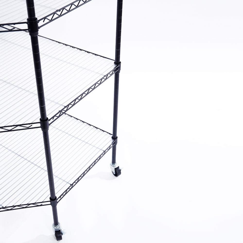 mytunes 6-Tier Corner Shelf, Metal Standing Corner Storage Rack Display, Wire Shelving Unit Corner Rack Corner Shelving with Wheels for Living Room, Bathroom, Kitchen