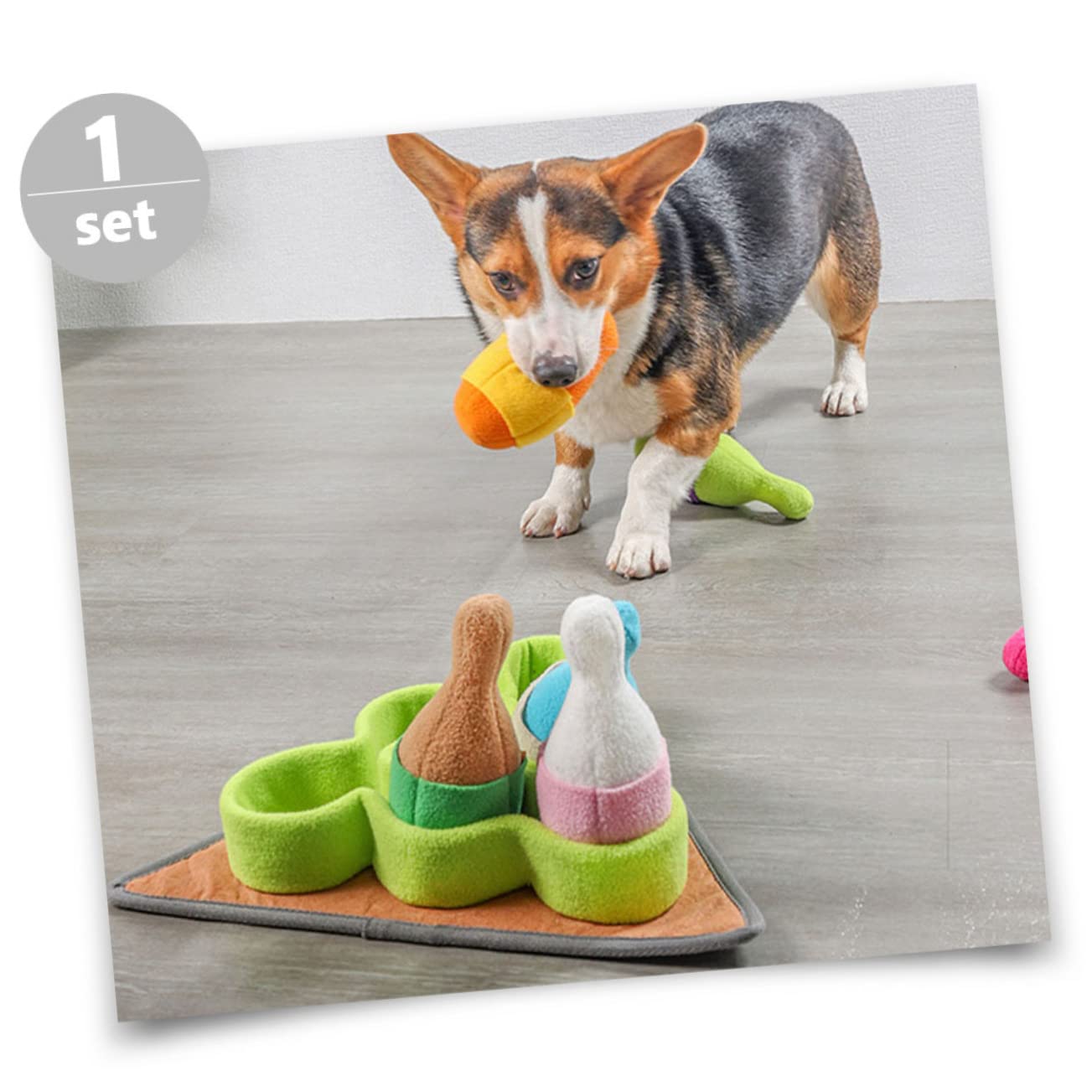 BESPORTBLE Giocattolo per Cani a Forma di Bowling, Tappeto Sensoriale Cane in Pile Polare, per Cercare Snack e Piccoli Giochi, per L'addestramento