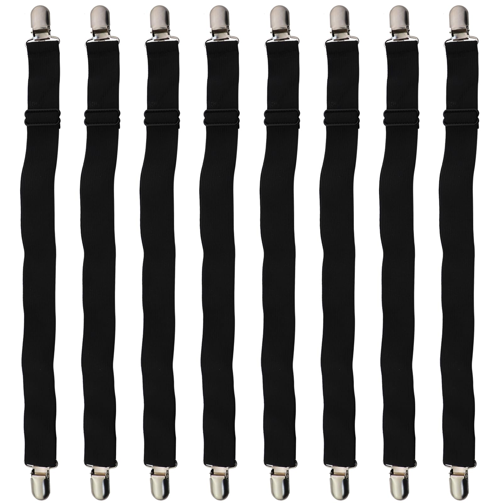 Caishun 8PCS 14-25 Inch Black Sheet Holder Sheet Corner Strap Adjustable Heavy Duty Sheet Clip Holder for Sheet Mattress Cover Sofa Cushions
