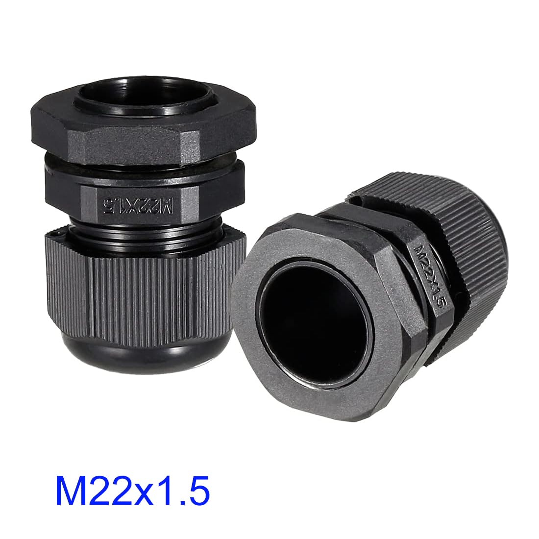 MACHSWON 10Pcs M22 Cable Gland - Durable Threaded Wire Connector with Locknut for 7-12mm Dia Cable Wire, Black - Image 2