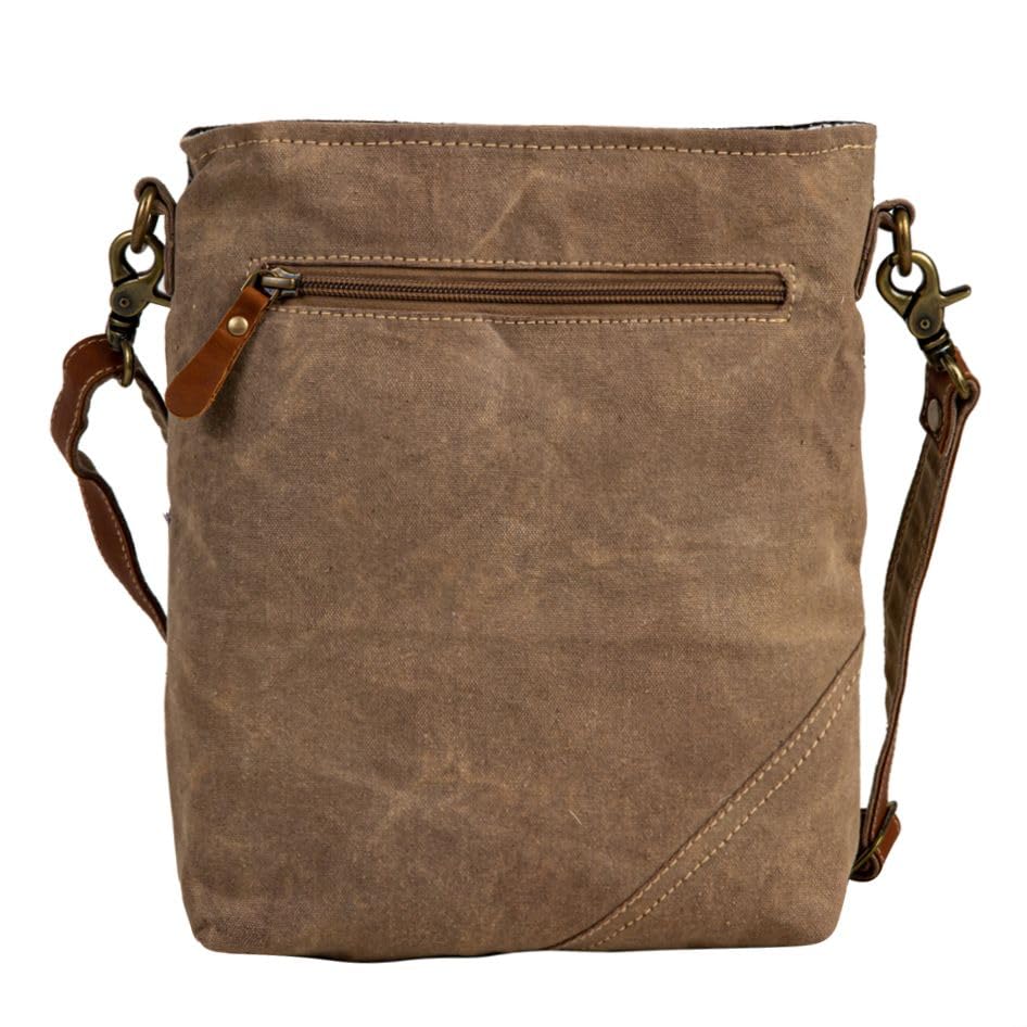 Myra Bag Crossbody Purse - Route 86 Leather and Canvas Crossbody Bag for Women, Patchwork Vintage Purses for Women, Vintage Purse with Adjustable Strap,3
