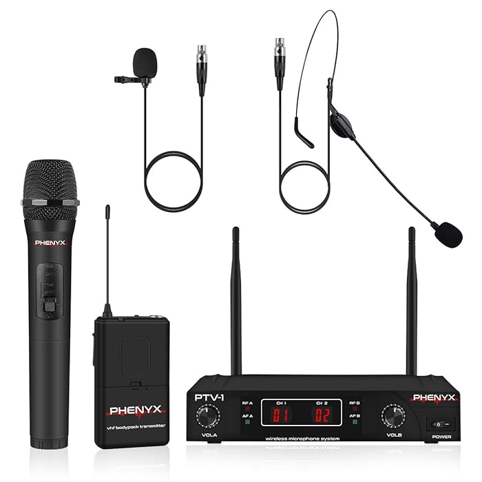 Buy Phenyx Pro PTV1 EntryLevel VHF Dual Wireless Microphone System