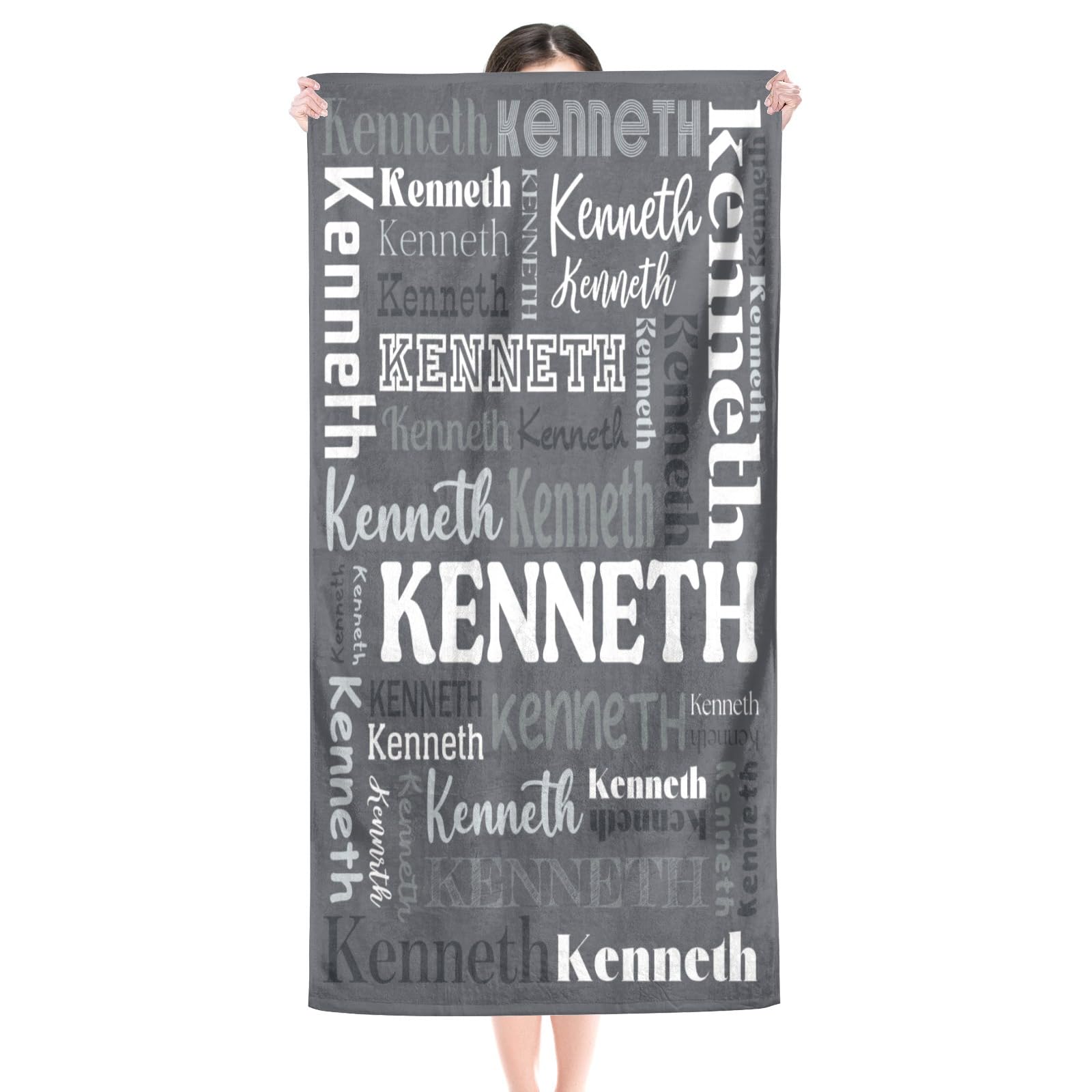 Puercha Personalized Beach Towels for Kids, Customized Beach Towels with Name, Beach Towels for Girl Boy Adults, Custom Pool Towels, 30x60 Inch