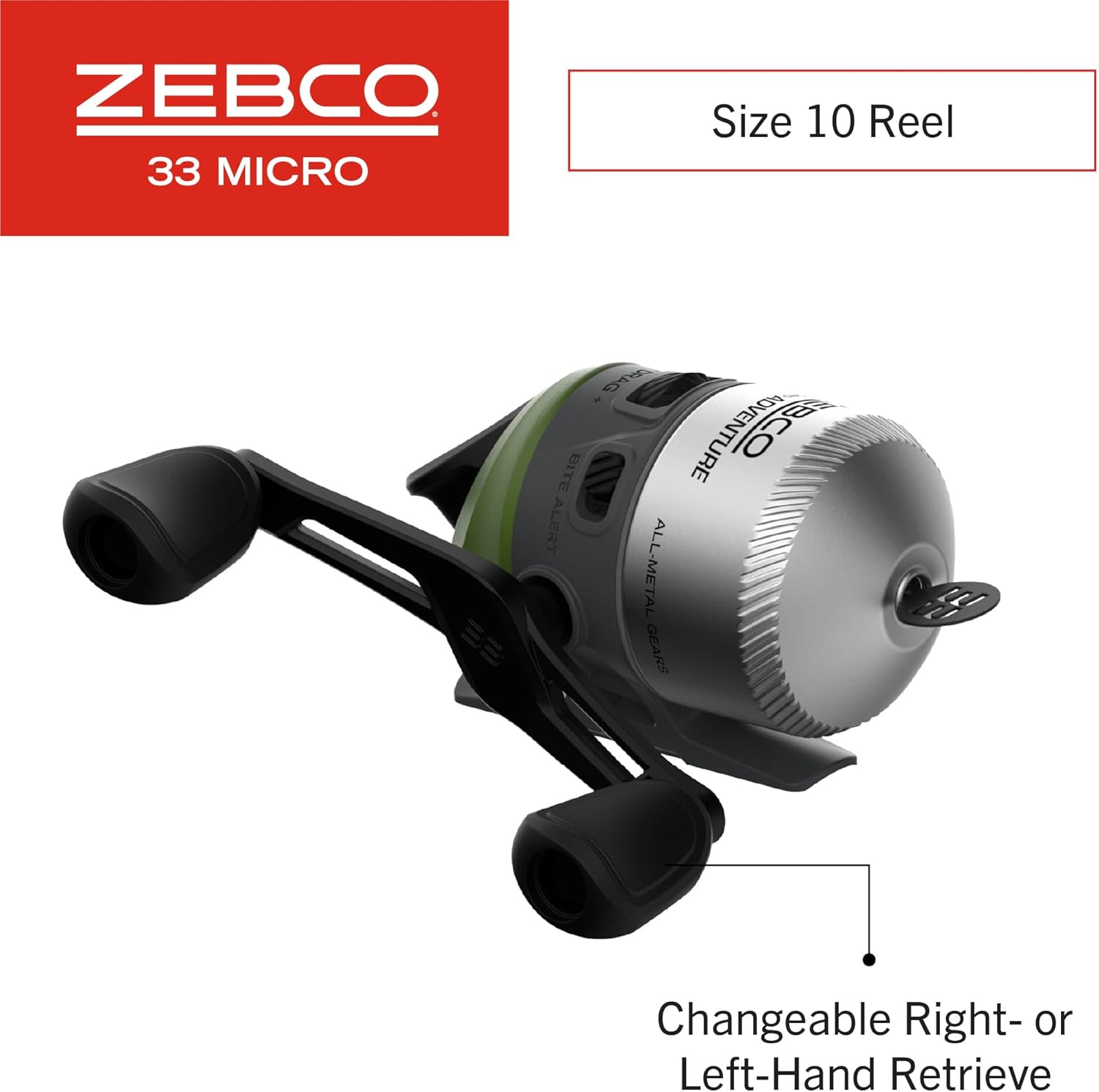 Zebco 33 Micro Adventure Spincast Reel and Fishing Rod Combo, 36-Inch Telescopic Rod, Ultra-Light Power, Moderate Action, Silver/Green