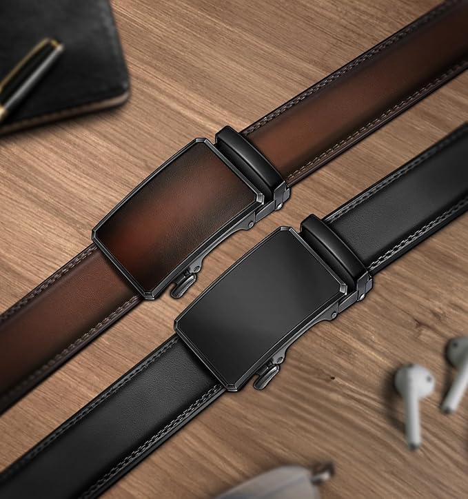 Image of WildHorn Men's Genuine Leather Belt for Men| Premium Auto-Lock Buckle | Adjustable up to 48 inch | Formal & Casual Wear | Micro-Adjust Fit | Stylish Gift Box Included
