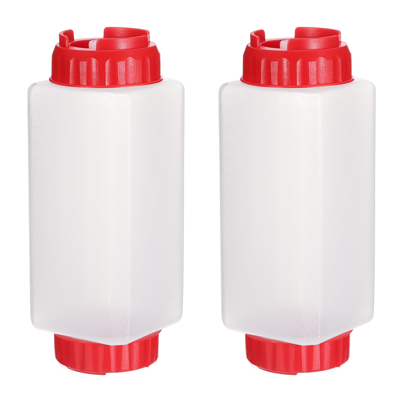 QUARKZMAN Bottiglie Dosatrici per Condimenti, 2 Pezzi 24 Oz Bottiglia Quadrata A Doppia estremità Ricaricabile, Dispenser Antigoccia per Olio da Cucina Condimenti Miele Sciroppo, Rosso
