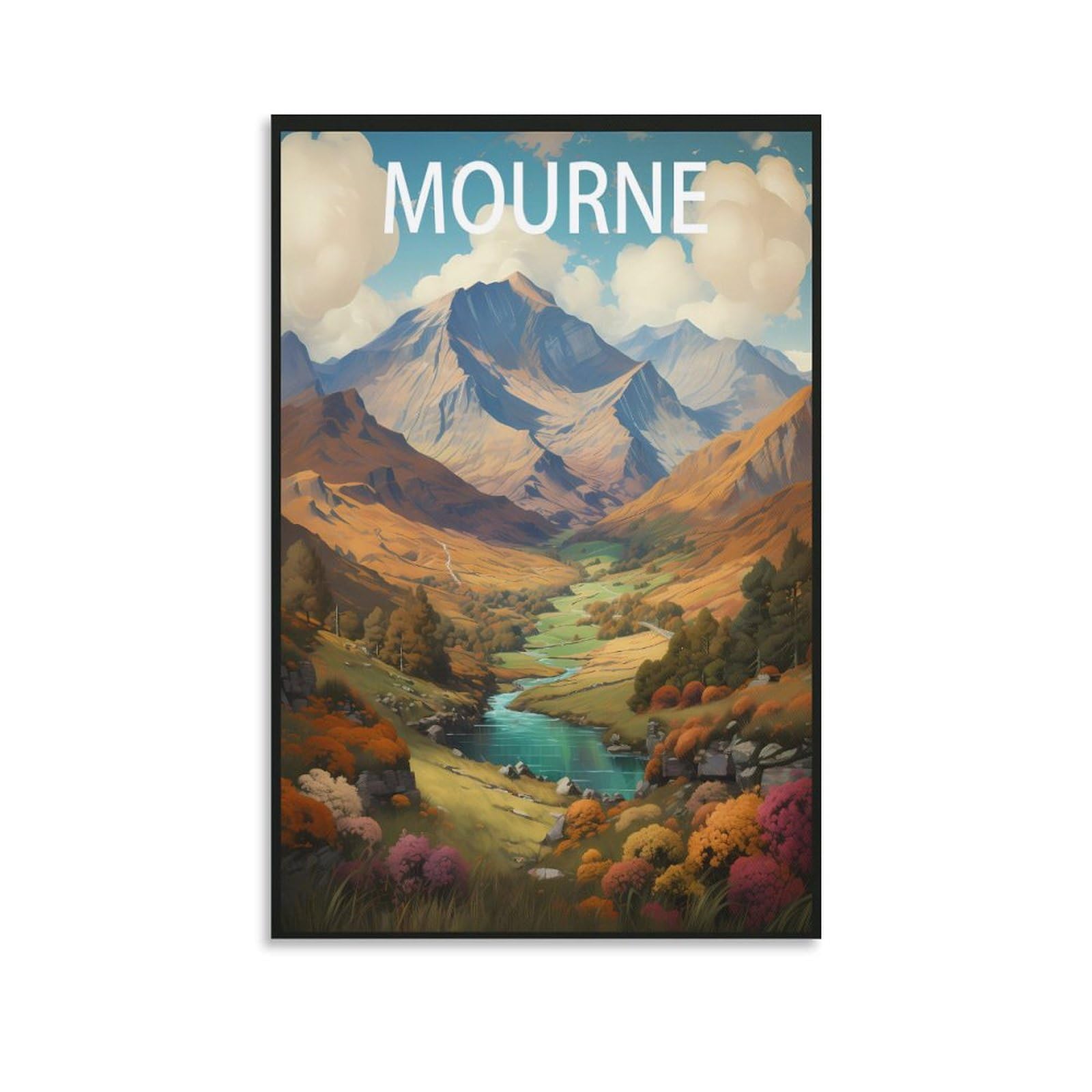 LHJOIUN Mourne Mountains Ireland Vintage Travel Poster Landscape 08x12inch(20x30cm) Art Canvas Print For Living Room Bedroom Home Decoration Modern Art