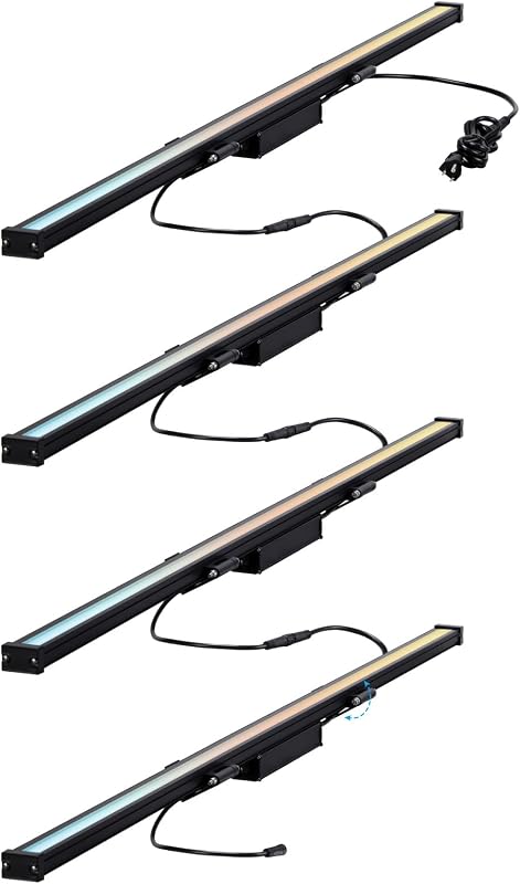 LEONLITE Paquete de 4 luces de pared de 5 CCT de 4 pies, 80 W/60 W/40 W, 110-277 V | ETL, iluminación de barra de paisaje lineal para exteriores impermeable con enchufe, 2000K3000K3500K4000K5000K, para pared de edificio, parque