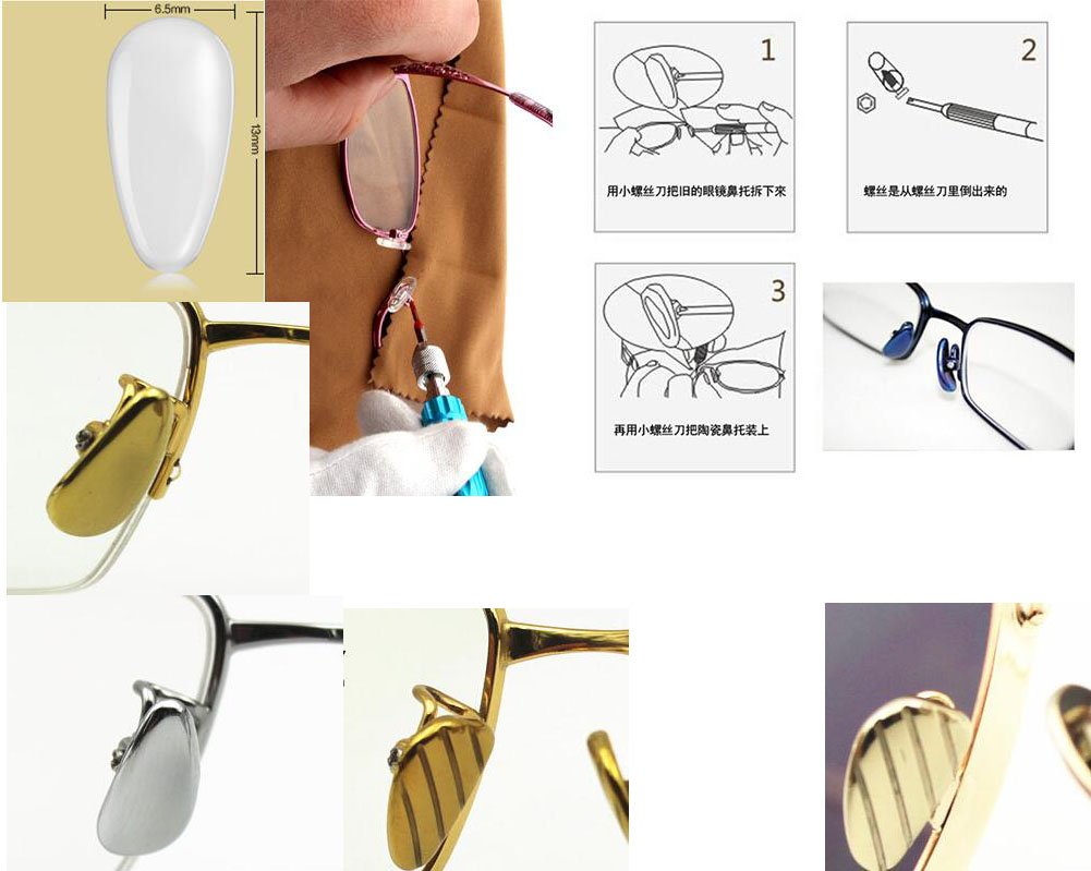 Almohadillas nasales para gafas Almohadillas nasales for anteojos, almohadillas nasales de silicona, 1 par de almohadillas nasales de color dorado con material de circonita Almohadillas nasales for an